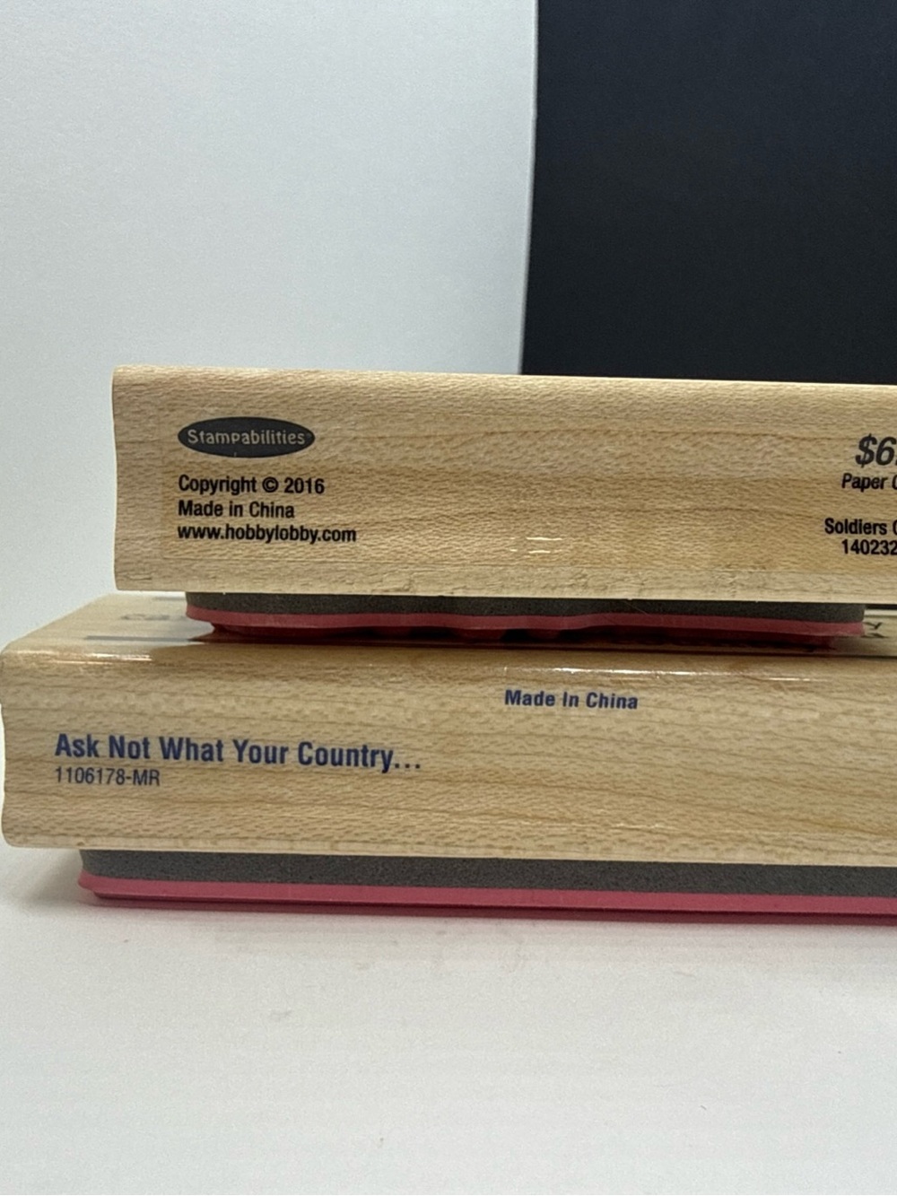 Stampabilities Patriotic Military Rubber Stamp Lot of 2 JFK Quote, Helmet Boots - Picture 7 of 10